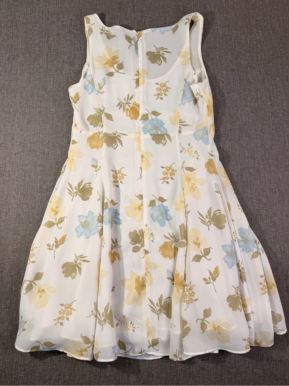 Sleeveless White Mini Dress with Yellow & Blue Floral Print - Picture 2 of 10